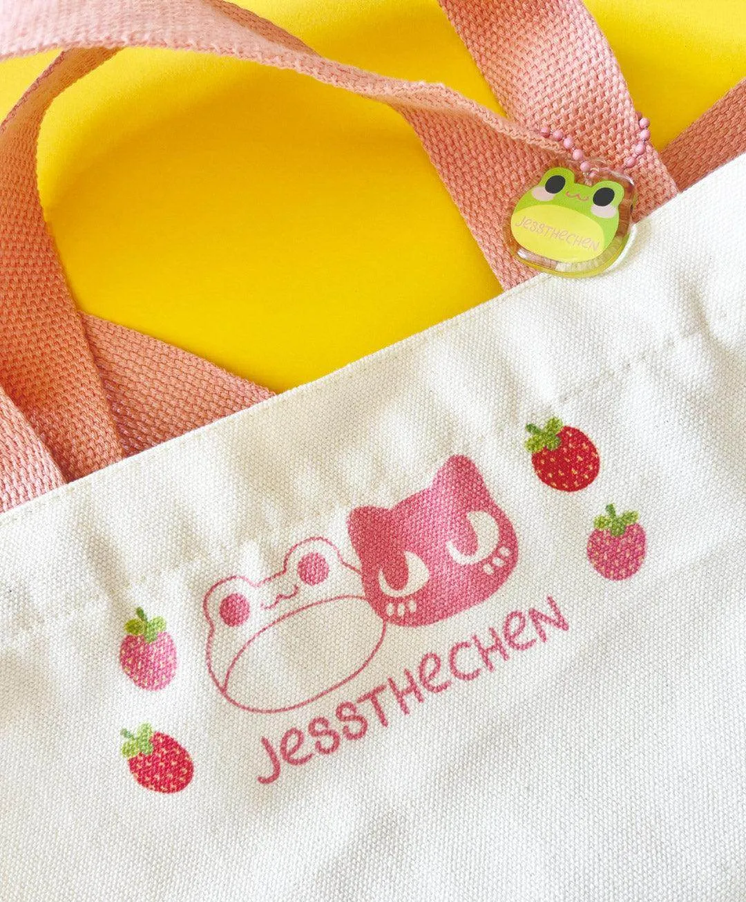 Print Canvas Mini Tote | Pink Strawberry