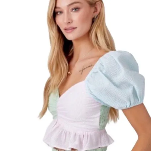 Smocked babydoll blouse