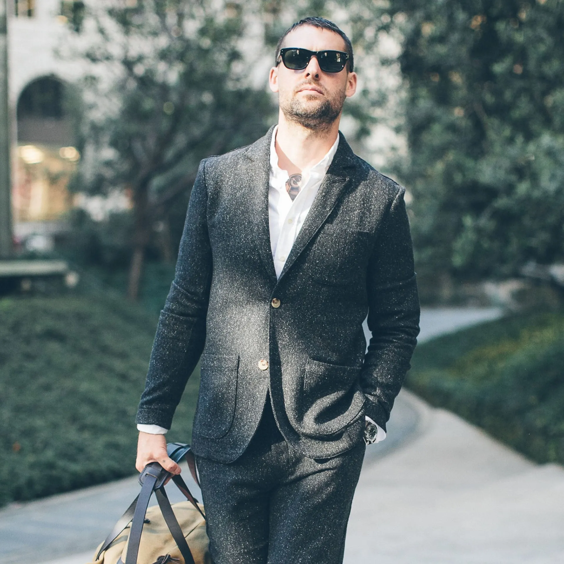 The Telegraph Jacket in Charcoal Tweed Herringbone