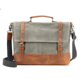 Waxed Canvas with Leather Trim Waterproof Men's Satchel Bag
